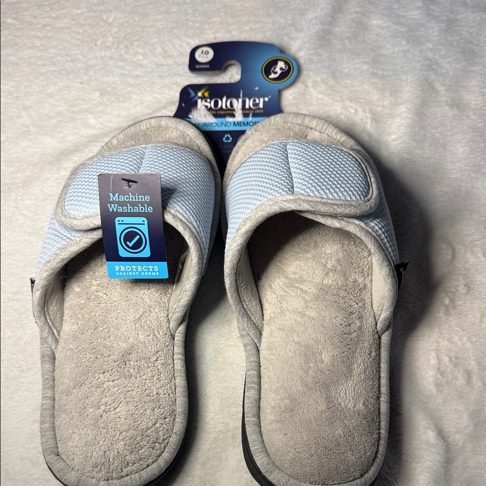 Isotoner Light Gray Memory Foam Slippers